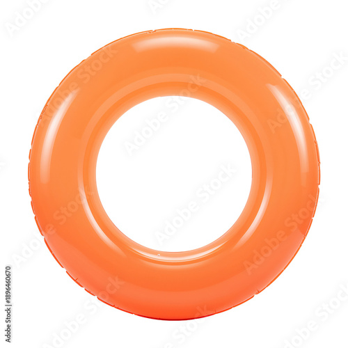 Bright Orange Inner Tube Rests on a Plain Background for Summer Fun in the Water