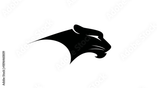 Silhouette of a feline head in profile, featuring a black outline against a white background