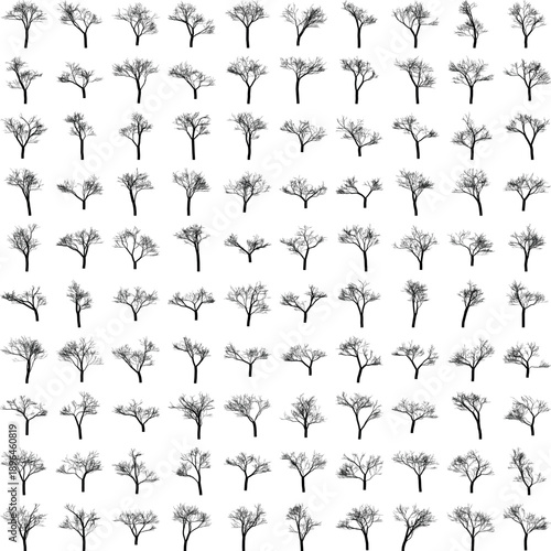 Tree Silhouette Collection Vector Illustration for Logo Design, Eco Concepts, Print Media, Isolated on White Background.