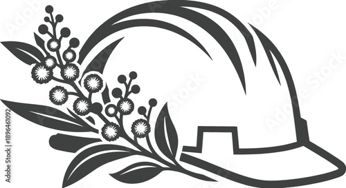 Hard hat with Australian golden wattle floral motif