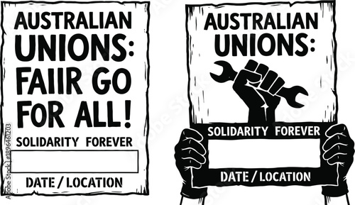 Labor rights protest sign vector template design