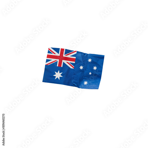 National Flag of Australia Displayed With Blue Background in Bright Light Dur...