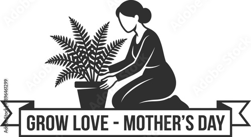 Mother's Day eco-friendly greeting with green potted plants
