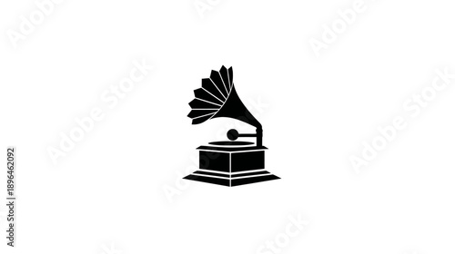 A classic black and white illustration of an old-fashioned audio device