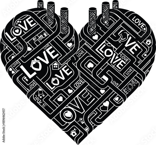 Interconnected hearts with love theme