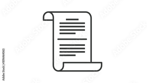 Simple animated line art icon of a scrolling document or parchment, representing a contract, certificate, report, or historical record.