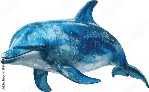 Created on blue dolphin isolated on white vector art of white background