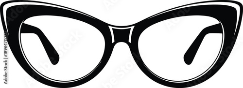 Black and white vector illustration of vintage cat eye glasses silhouette design