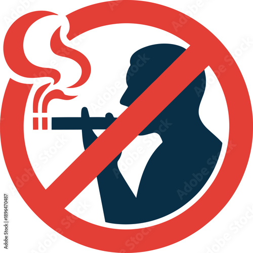 No smoking sign featuring a silhouette of a person lighting up a cigarette