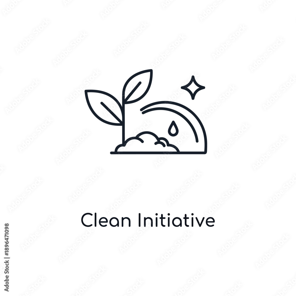 Fototapeta premium Sprouting Plant in Hand with Sparkle in Simple Line Art Style with Monochromatic Color on White Background for Eco-Friendly Branding