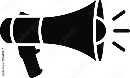 Simple black megaphone icon design for communication and public announcement concept