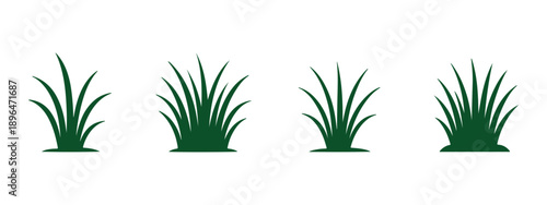Silhouette Set of Various Grass and Reed Plants. Minimalist Black Grass Tuft Icons Set - Simple Line Vector Illustrations. Grass with nature landscape garden design and eco environment concepts. EPS10
