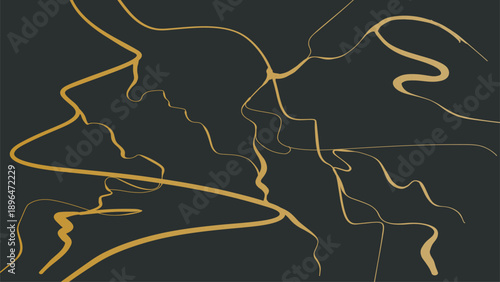 Gold luxury kintsugi crack poster. Japanese art of repairing broken pottery. Vector illustration horizontal backdrop poster background with intertwine graceful veins. gold broken seams