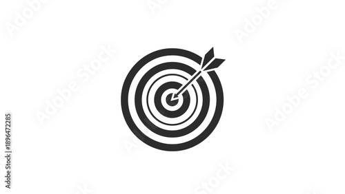 Solid circular target with an arrow striking the exact center symbolizing high accuracy, perfect precision, and hitting business objectives consistently.