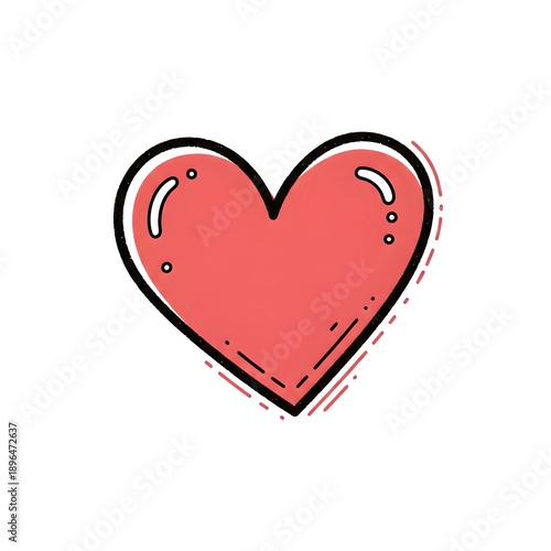 A distressed pink heart with a white outline on a black background