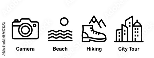 Travel Leisure Activities and Outdoor Tourism Icons