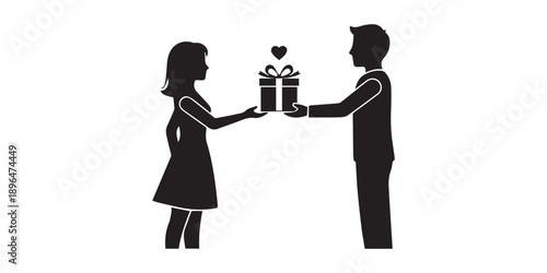 Romantic couple silhouettes proposing and embracing with diamond rings on white background for valentine's day or wedding invitations and love themed designs, Happy Valentine Day Couple Proposing 