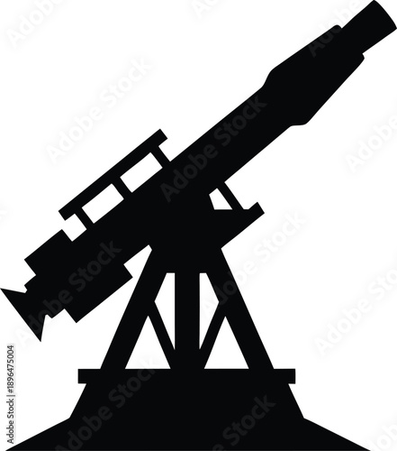 Mortar style defense silhouette military weapon profile minimal dark theme Vector illustration