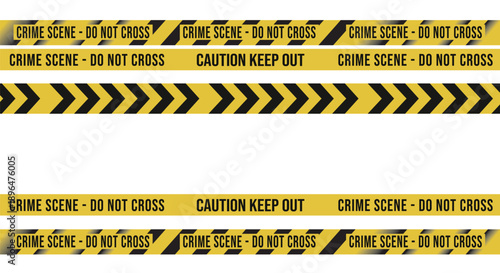 Crime scene tape border with caution keep out warning