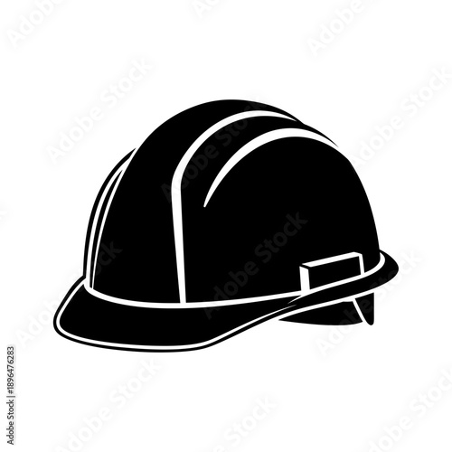 Black and white illustration of a construction worker s protective helmet