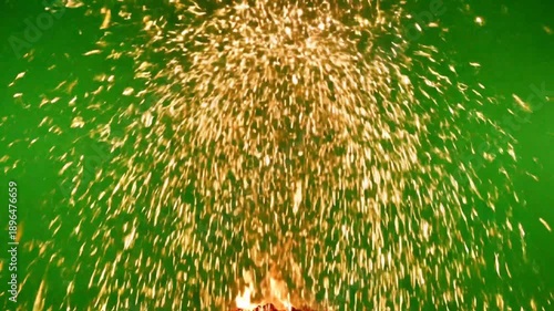 Sparkling shower of light on green background for abstract visuals