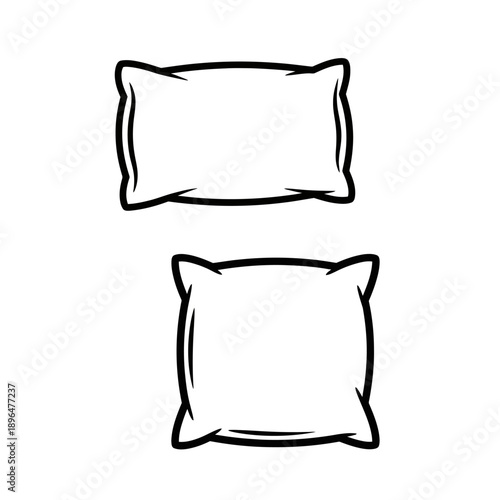 Simple line drawing of two pillows in different shapes