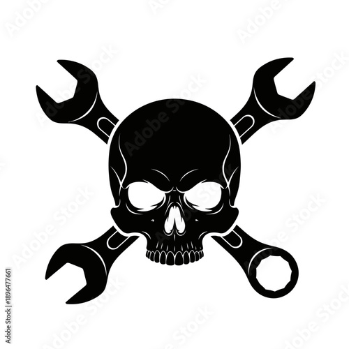 Skull and crossbones formed by wrenches a dangerous mechanical symbol