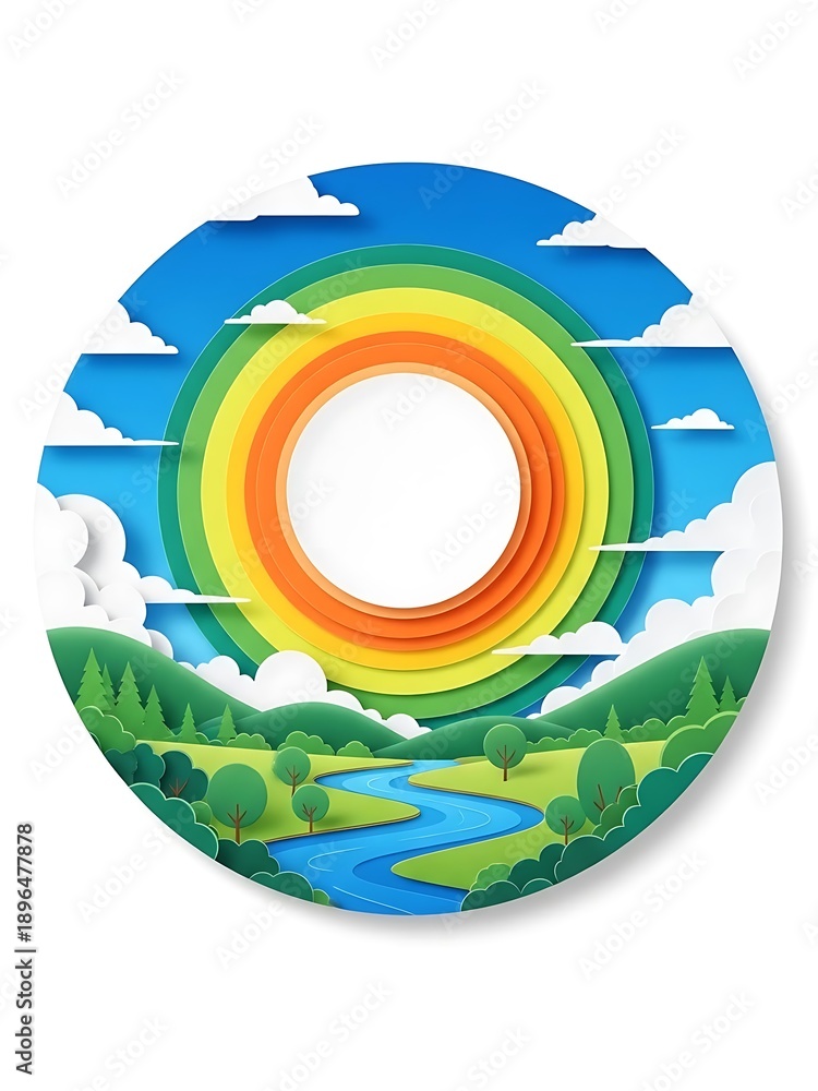 Obraz premium Vibrant sunset landscape with rainbow colors and serene natural scenery