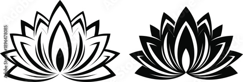 Black and white lotus flower designs