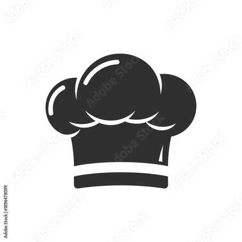 Simple black and white illustration of a classic chef s toque