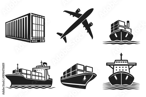 export---import-icons-set---6-monochrome-icons---b