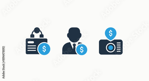 Financial icons showing money-related concepts like payment, pricing, and investment for business and commerce.