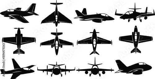 Collection of various military and civilian aircraft silhouettes
