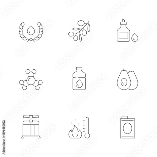 Set line icons of cooking oil