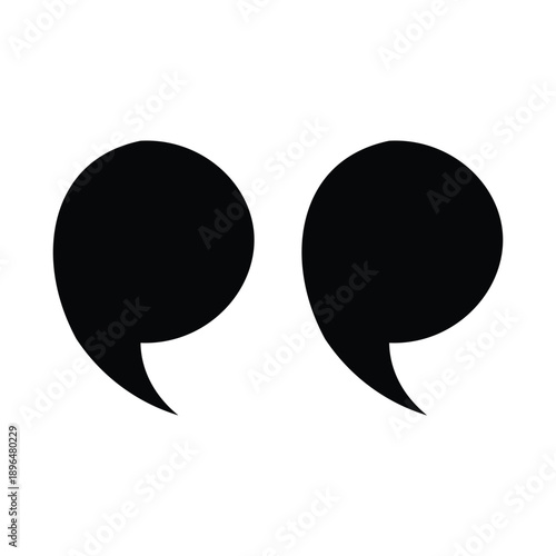 Two black quotation marks on a white background quote punctuation symbol speech bubble