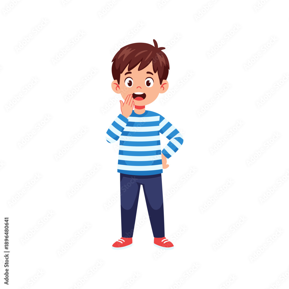 Fototapeta premium Happy Boy in Striped Shirt