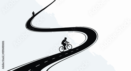Silhouette of cyclist riding on winding road