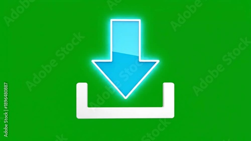 White download arrow icon on green background for digital concepts