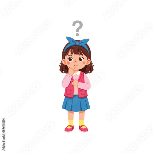 Confused Girl with Question Mark