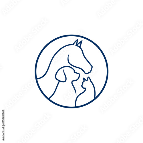 Simple Line Drawing of Horse and Person.