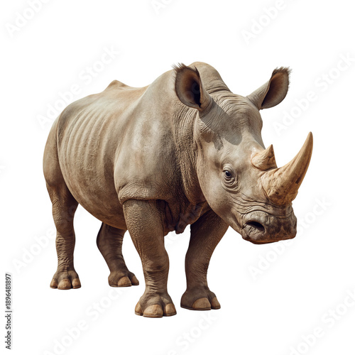 Rhinoceros Walking in a Natural Habitat During Daylight Hours in a Wildlife R...