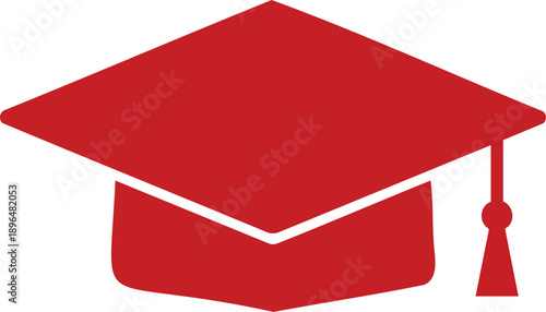 Vibrant Red Graduation Cap Symbolizing Academic Achievement, Educational Success, and Future Aspirations, a Universal Icon of Learning and Accomplishment