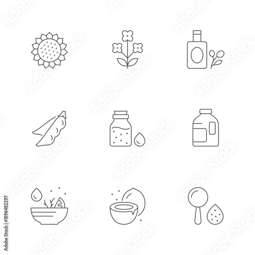 Set line icons of cooking oil