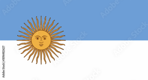 Argentina flag prominently featured, displaying classic light blue and white horizontal stripes with golden Sun of May emblem. Argentina flag embodies South American nation's rich history,