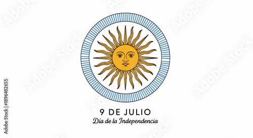Argentina Independence Day graphic depicts musician playing bandoneon, national flag colors backdrop. Man silhouette performs traditional music, celebrating Argentina Independence Day spirit.