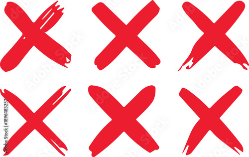 Red cross x vector icon. no wrong symbol. delete or false, vote sign. Reject cancel graphic design element set