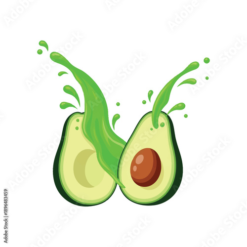 Juicy avocado halves burst with green liquid.