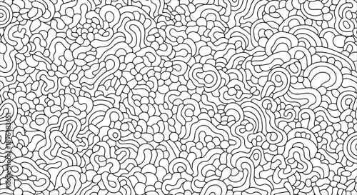Intricate Abstract Doodle Pattern Coloring Page with Fluid Tangled Lines