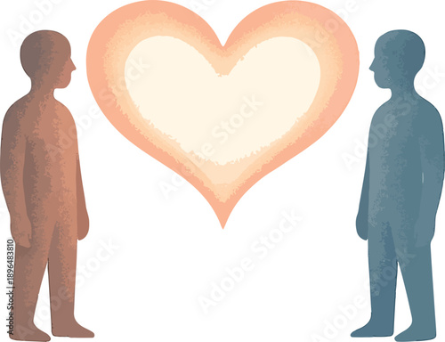 Valentine’s Day Emotional Connection Illustration with Heart-Shaped Aura Vector