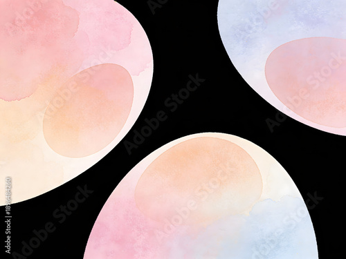 Abstract Pastel Watercolor Egg Shapes on Black Background easter eggs